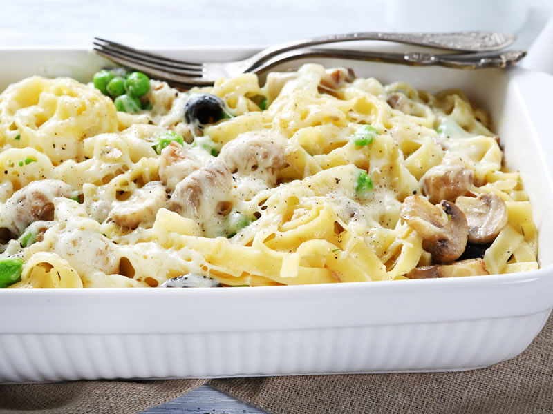 Tjestenina sa šampinjonima, češnjakom i graškom
